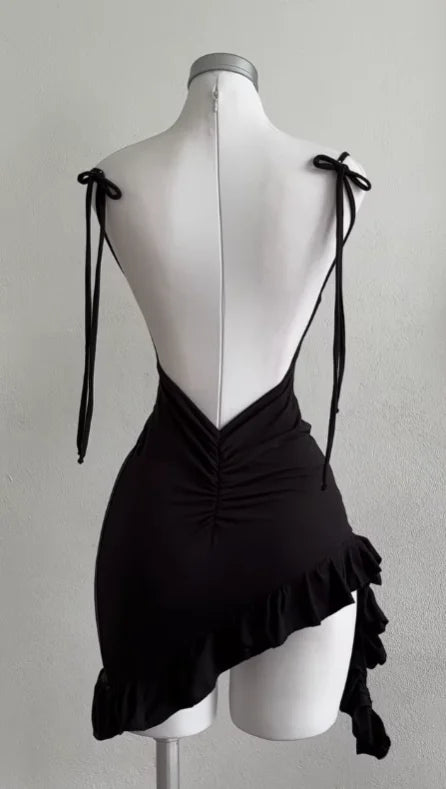Y2K Backless Lace-Up Mini Dress | Wovetsa