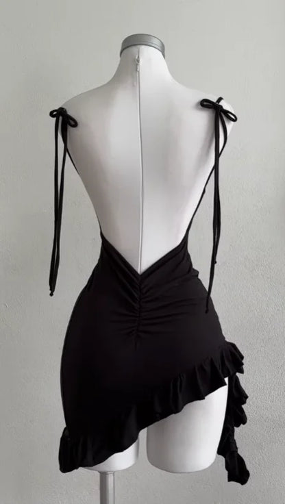 Y2K Backless Lace-Up Mini Dress | Wovetsa