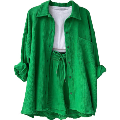 Long Shirt & High Waist Shorts Set | Wovetsa