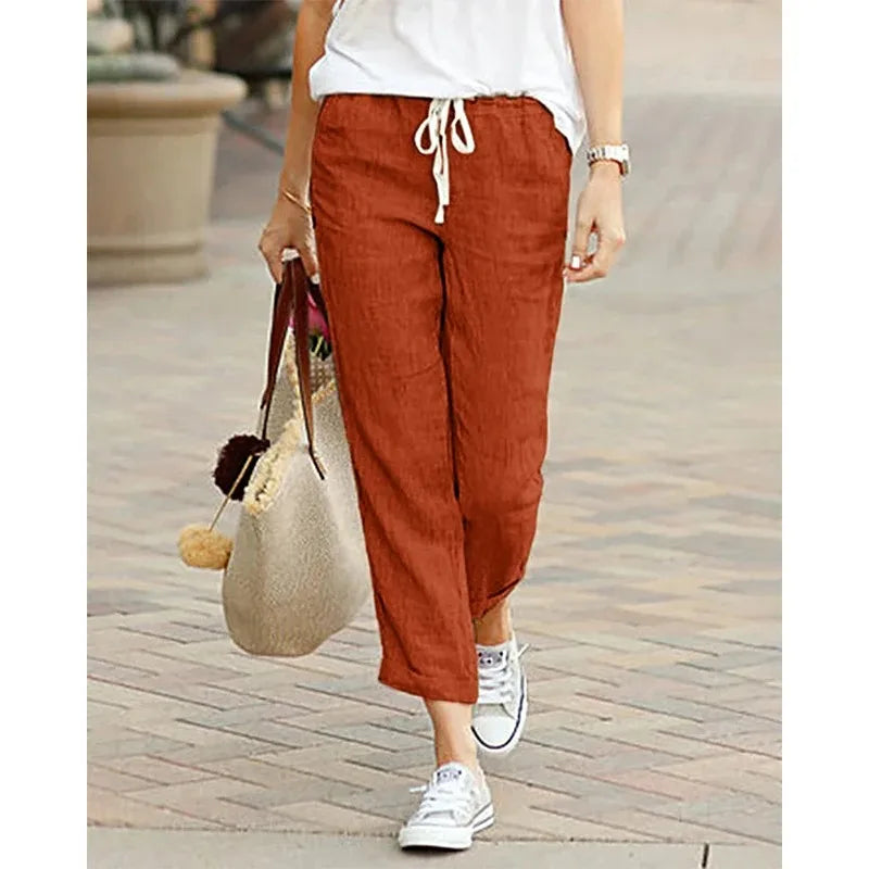 Y2K Drawstring Cotton Ankle Pants | Wovetsa