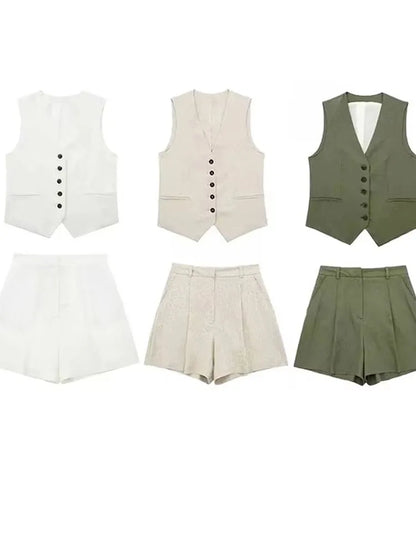 Green Vest & Shorts Set | Wovetsa
