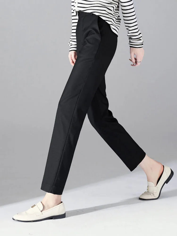High-Waist Straight Suit Trousers | Wovetsa