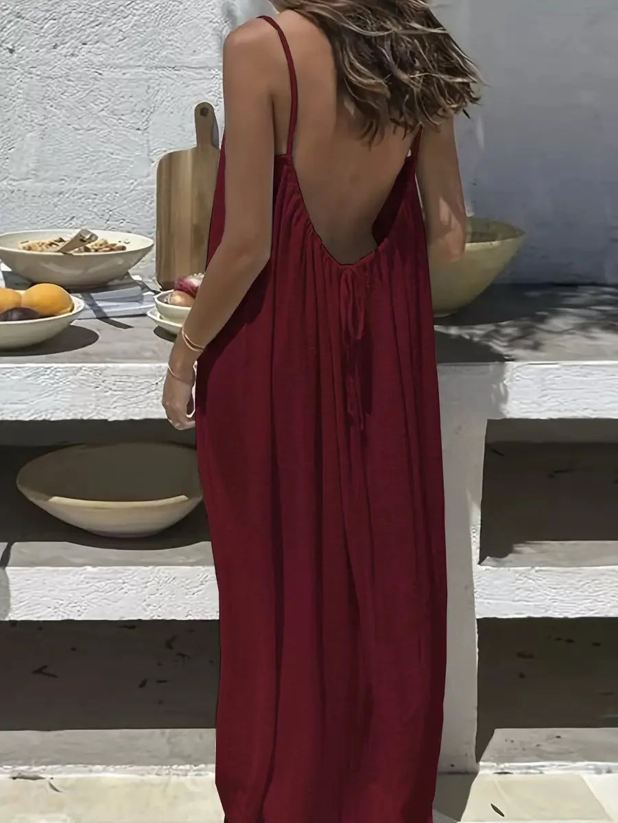Loose Fit Spaghetti Strap Vacation Dress | Wovetsa