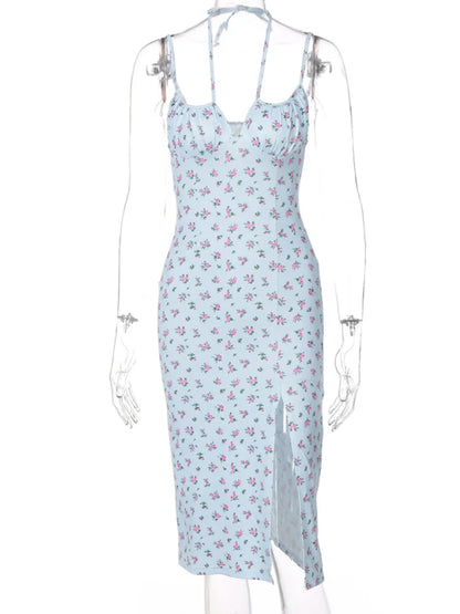 Floral Ruched Satin Slip Dress | Wovetsa
