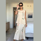 3D floral Embroidered women's midi dress square neck sleeveless pleated Peplum satin vestidos 2026 new early autumn lady dresses