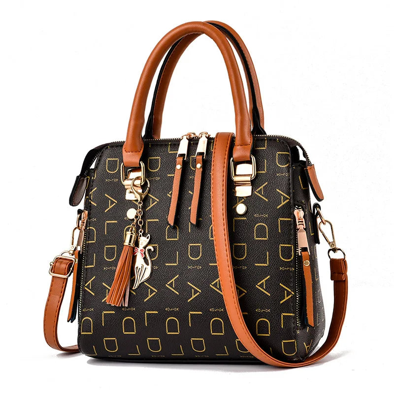 Letter & Tassel PU Top-Handle Tote Bag | Wovetsa