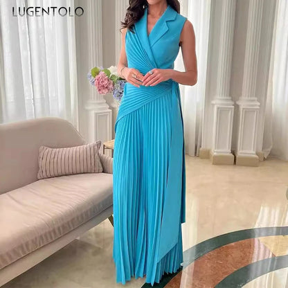 Lace-Up V-Neck Wide-Leg Jumpsuit | Wovetsa