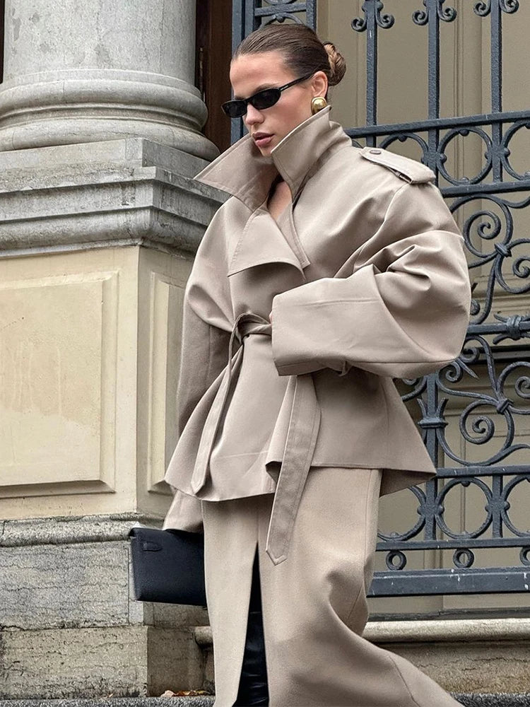 Women's Lapel Belted Trench Coat | Wovetsa