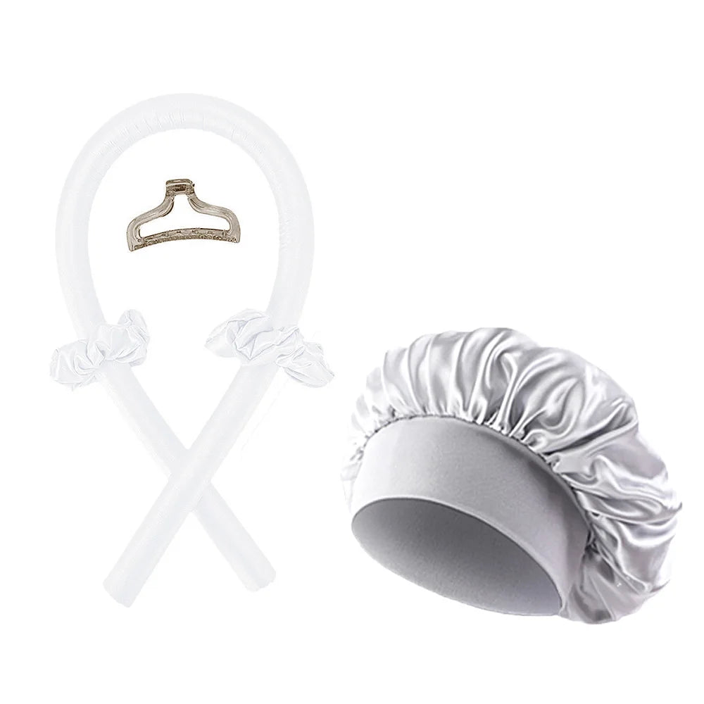 Satin Silk Sleep Cap & Heatless Curler Set | Wovetsa