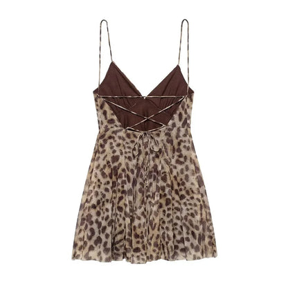 Leopard Print Backless Mini Dress | Wovetsa