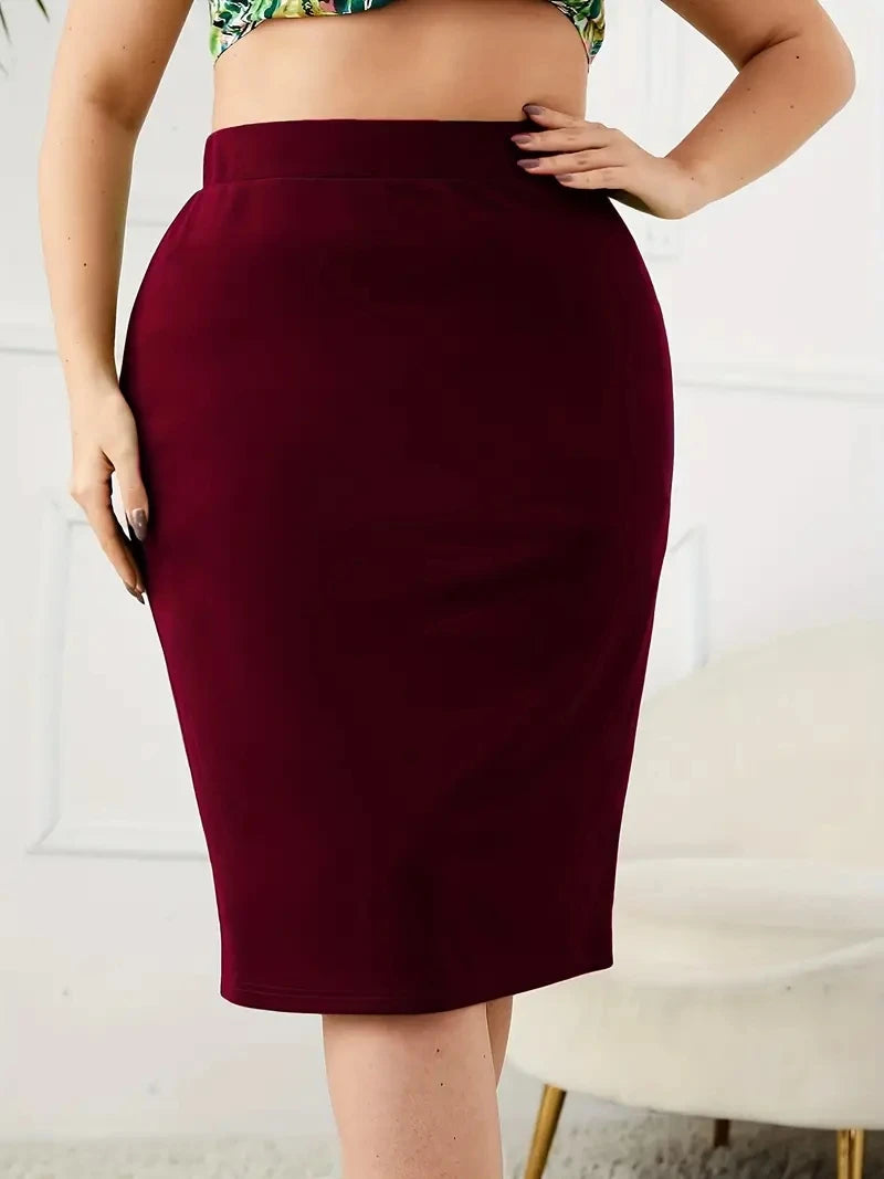 Plus Size High Waist Pencil Skirt | Wovetsa