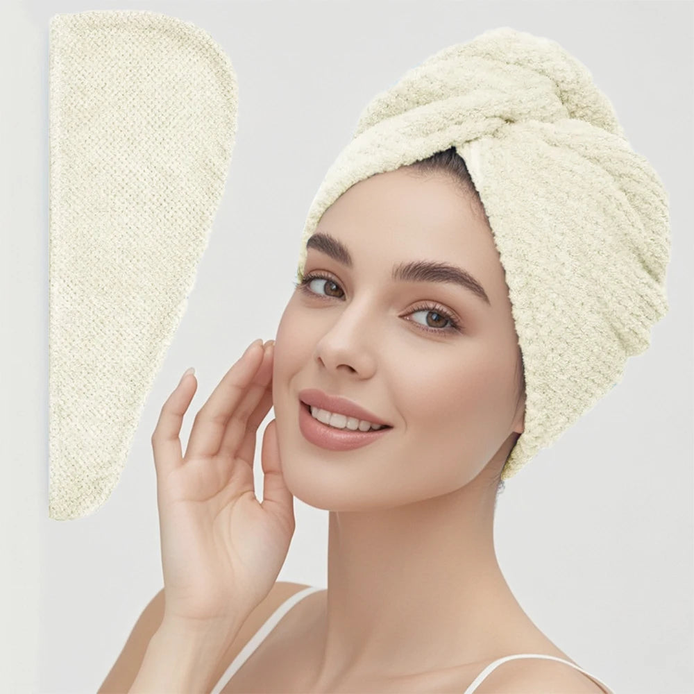 Microfiber Hair Towel Wrap Fast Drying Button-Down | Wovetsa