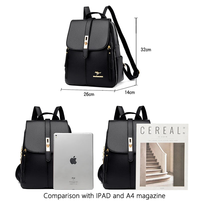 Women's PU Leather Backpack with Lock Detail | Wovetsa