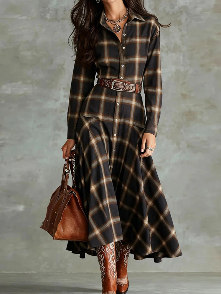 V-Neck Print Long Sleeve Maxi Dress | Wovetsa