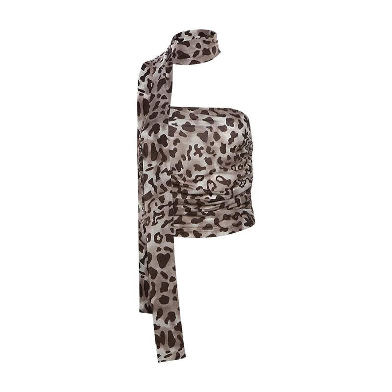 Leopard Print Off-Shoulder Top | Wovetsa