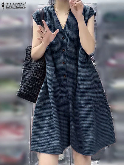 Plaid Sleeveless Jumpsuit | Wovetsa