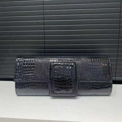 Crocodile Pattern Structured Clutch Handbag | Wovetsa