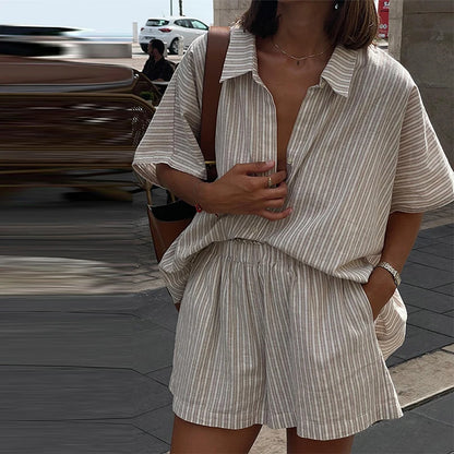 Lapel Shirt & Wide-Leg Pant Set | Wovetsa