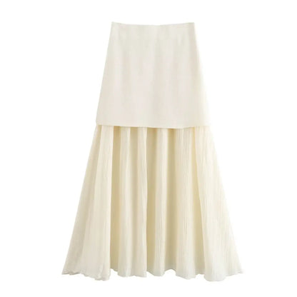Women's Knit V-Neck Vest & Long Skirt Two Piece Set | Wovetsa