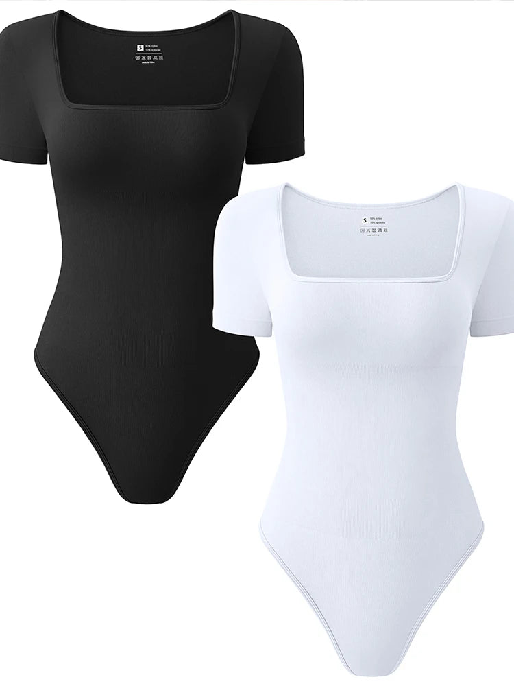 Square Neck Seamless Bodysuit | Wovetsa