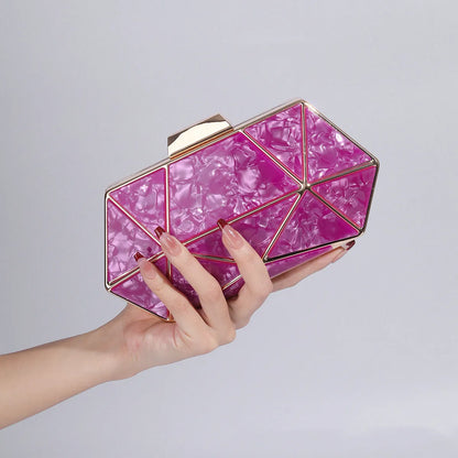 Acrylic Chain Evening Clutch Bag | Wovetsa