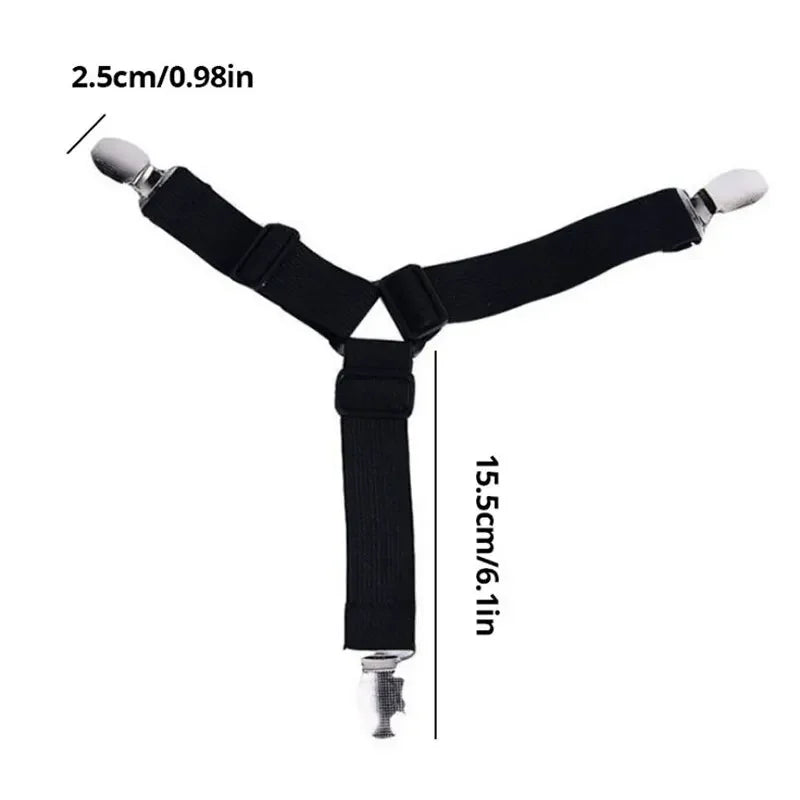 Bed Sheet Holder Clips 4-Pack Adjustable Elastic Straps | Wovetsa