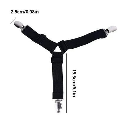 Bed Sheet Holder Clips 4-Pack Adjustable Elastic Straps | Wovetsa