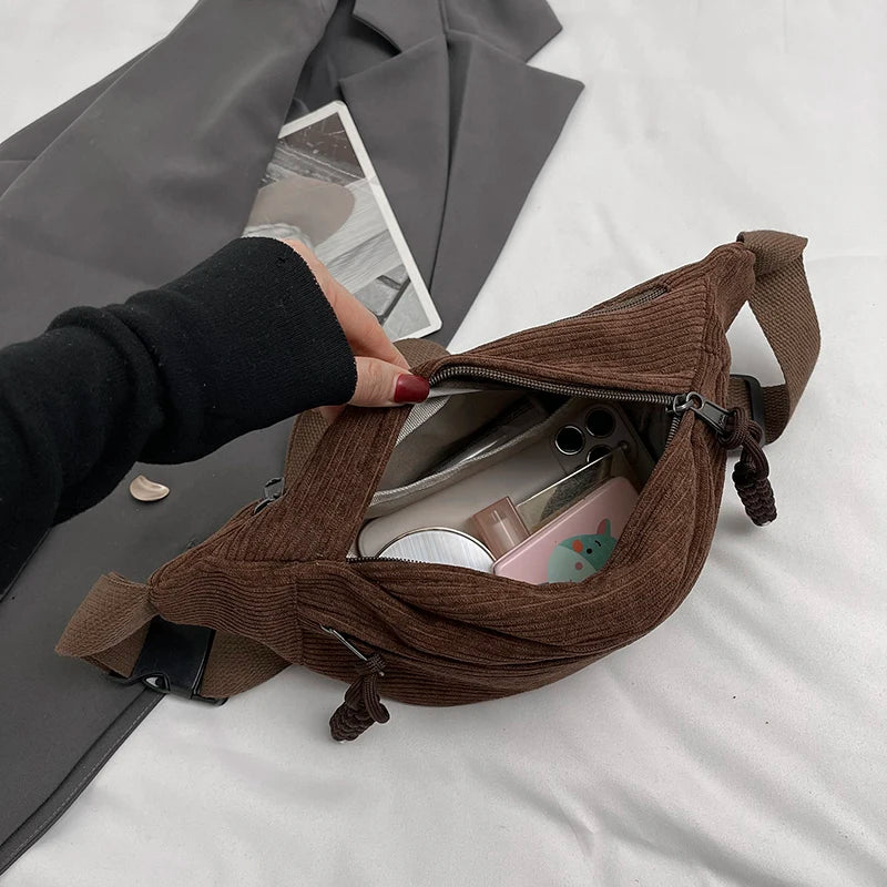 Corduroy Fanny Pack Crossbody Waist Bag | Wovetsa