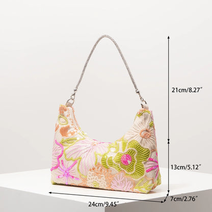 Floral Sequin Embroidered Party Bag | Wovetsa