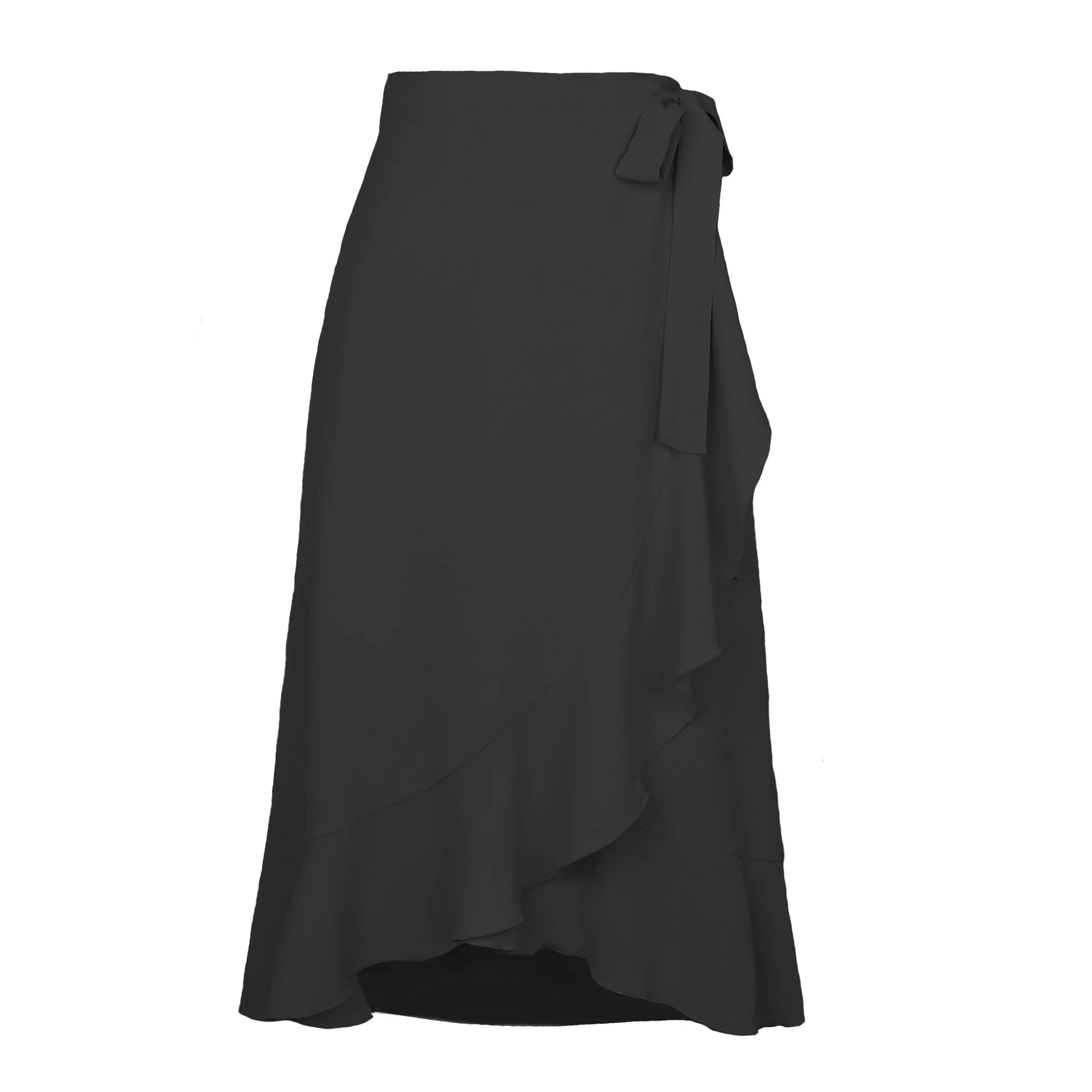 Lace-Up Ruffle Chiffon Bodycon Midi Skirt | Wovetsa