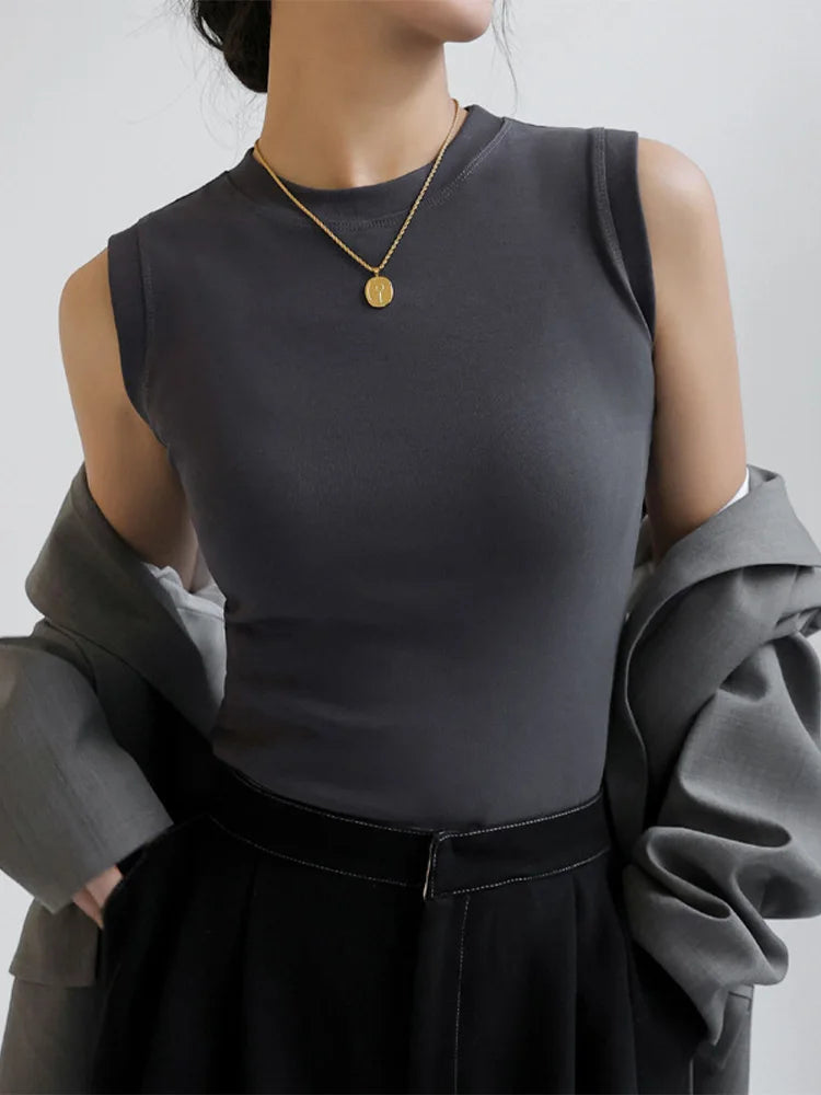 Round Neck Basic Camisole Vest Top | Wovetsa