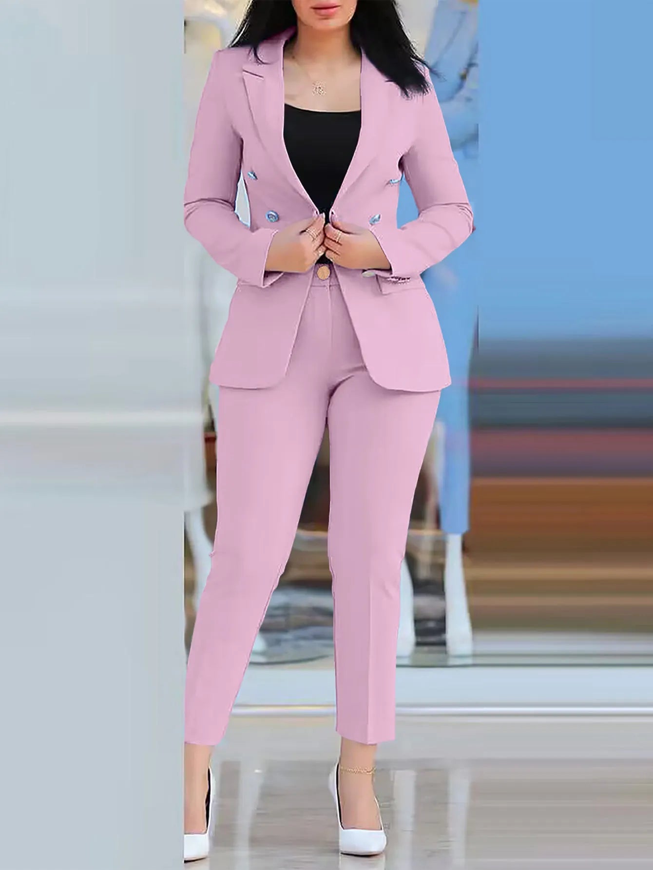 Slim Fit Blazer & Straight Leg Pants Two Piece Suit | Wovetsa