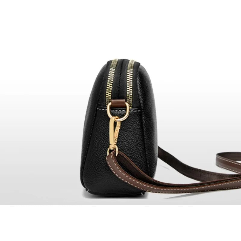 Genuine Leather Shell Flap Crossbody Bag | Wovetsa