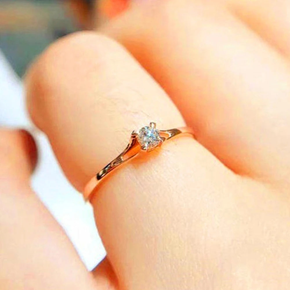 Minimalist CZ Wedding Band Ring | Wovetsa