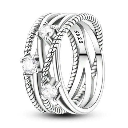 925 Silver Sparkling Zircon Star Ring | Wovetsa