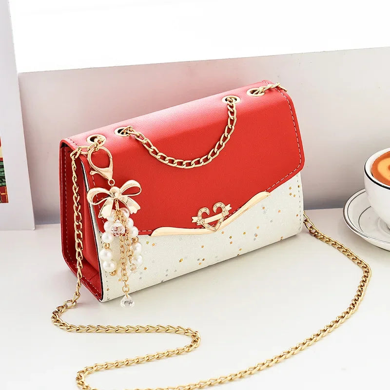 Chain Pendant PU Satchel Crossbody Bag | Wovetsa