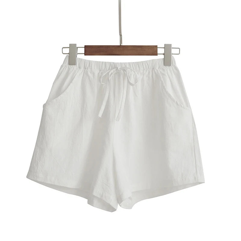High Waist Cotton Linen Shorts | Wovetsa