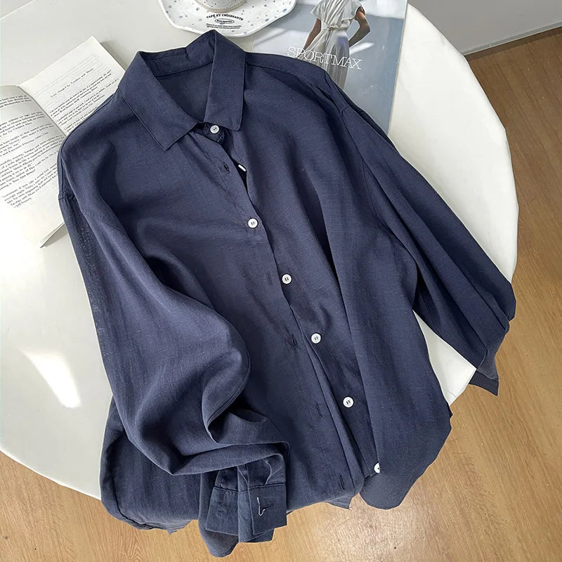 Lyocell Linen Long Sleeve Cardigan Shirt | Wovetsa