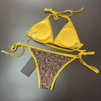 Floral Triangle Bikini Set | Wovetsa