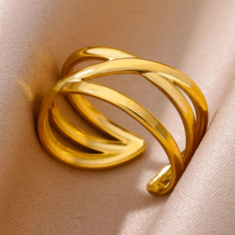 Gold-Tone Stainless Steel Cocktail Ring | Wovetsa