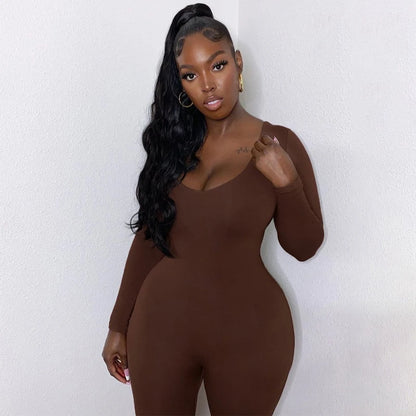 Skinny Long Sleeve Bodycon Jumpsuit | Wovetsa