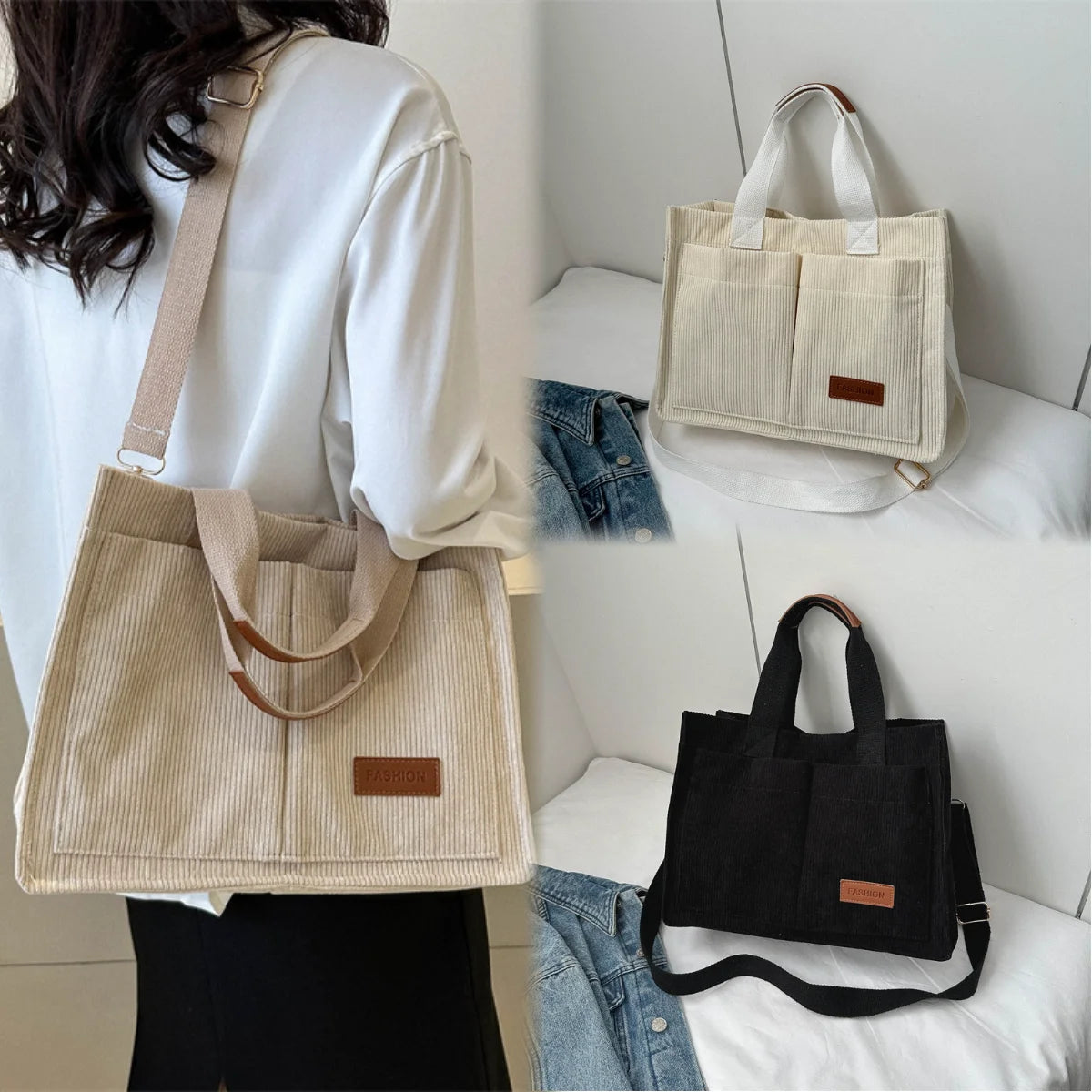 Corduroy Box Tote Bag | Wovetsa