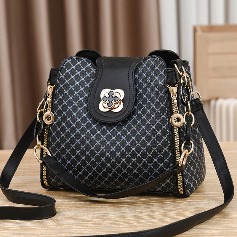 Check Print Bucket Crossbody Bag | Wovetsa
