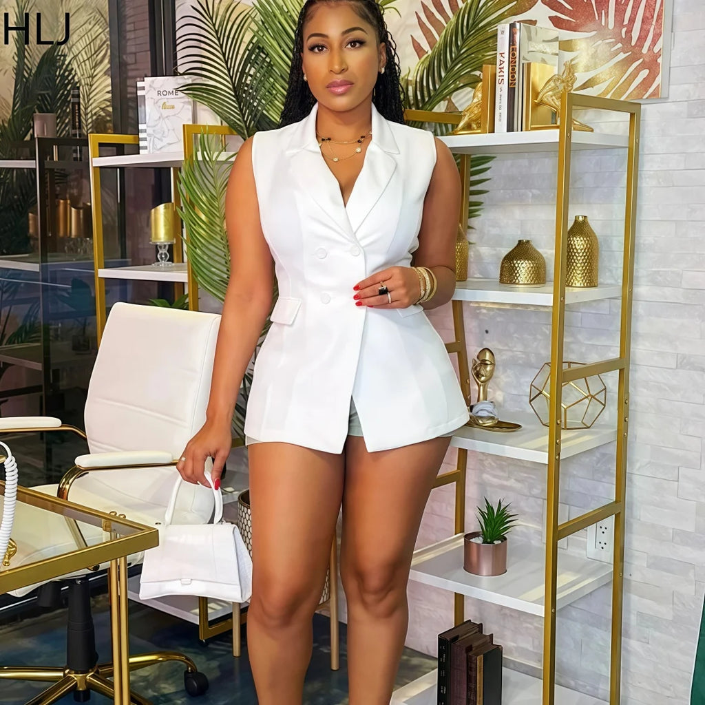Square Neck Sleeveless Slim Blazer Vest | Wovetsa