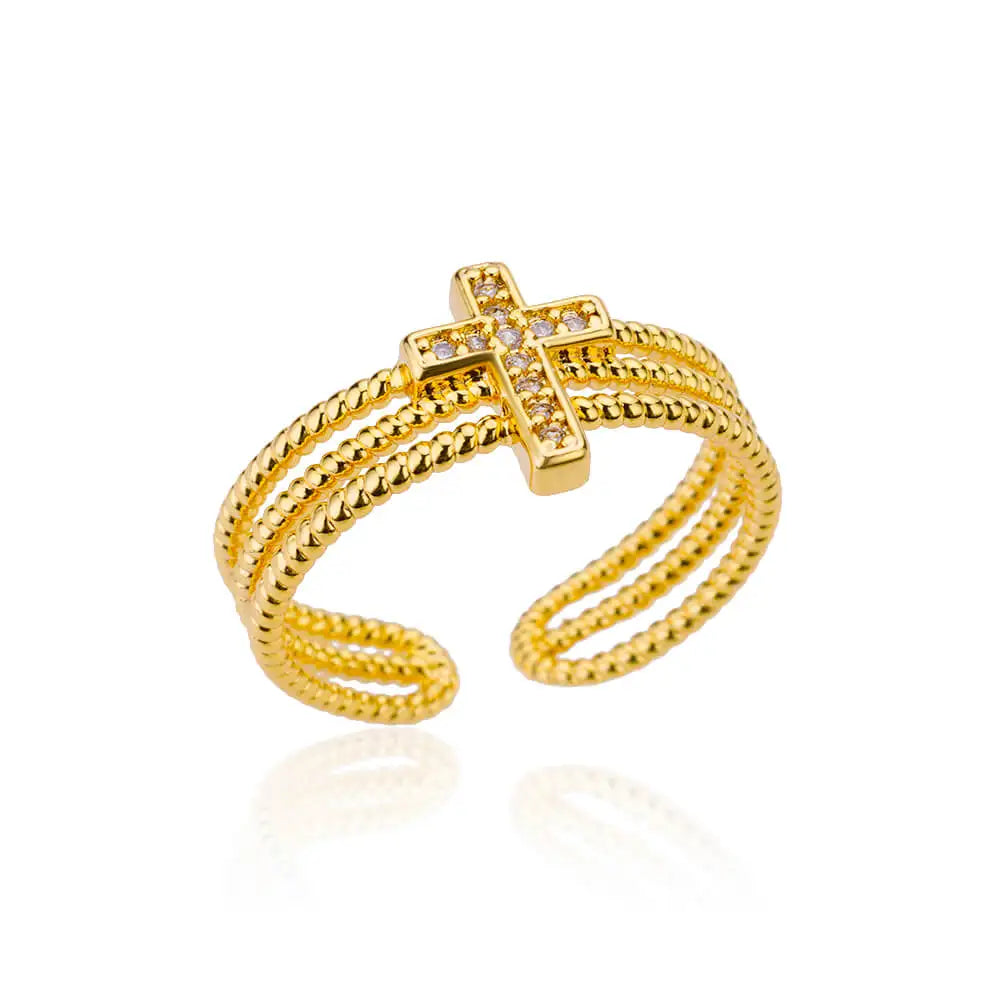 Gold-Tone Stainless Steel Cocktail Ring | Wovetsa