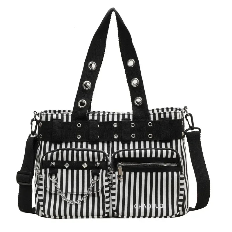 Chain & Rivet Nylon Shoulder Bag | Wovetsa