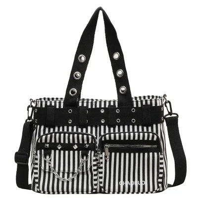 Chain & Rivet Nylon Shoulder Bag | Wovetsa