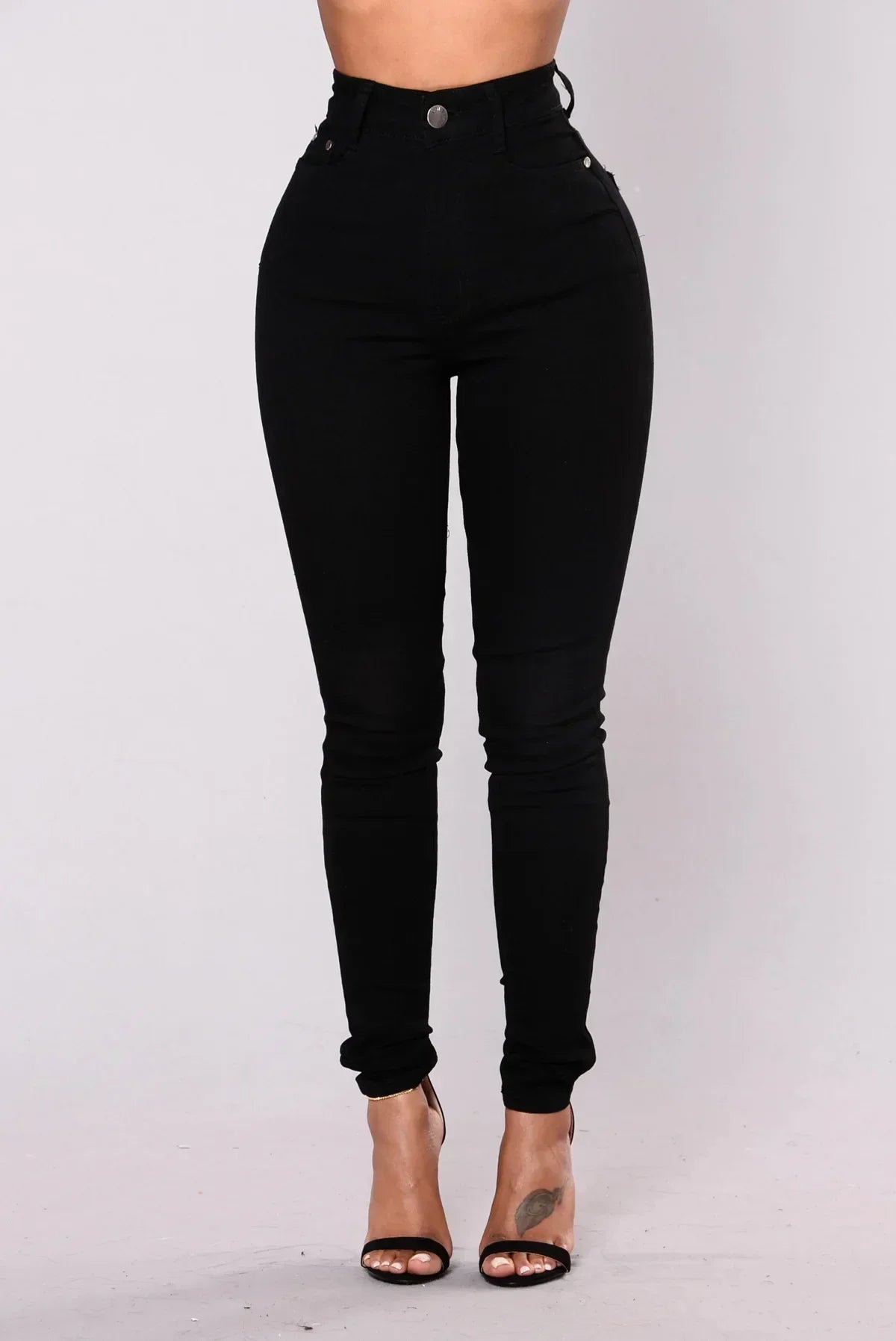 High Waist Ankle-Length Slim Denim Pants | Wovetsa