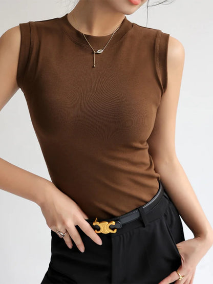 Round Neck Basic Camisole Vest Top | Wovetsa