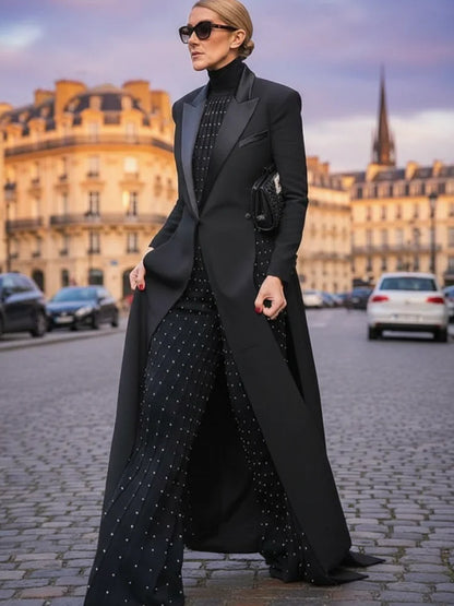Extra Long Split Slim Blazer Coat | Wovetsa